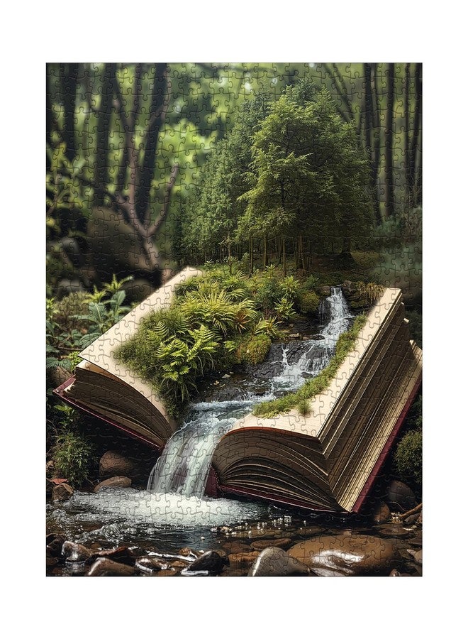 BBOLDIN أحجية غابة الكتب للكبار، 1000 قطعة، طبيعة، أحجية نباتات خيالية، أحجية شجرة نهرية خضراء دافئة - Image 2